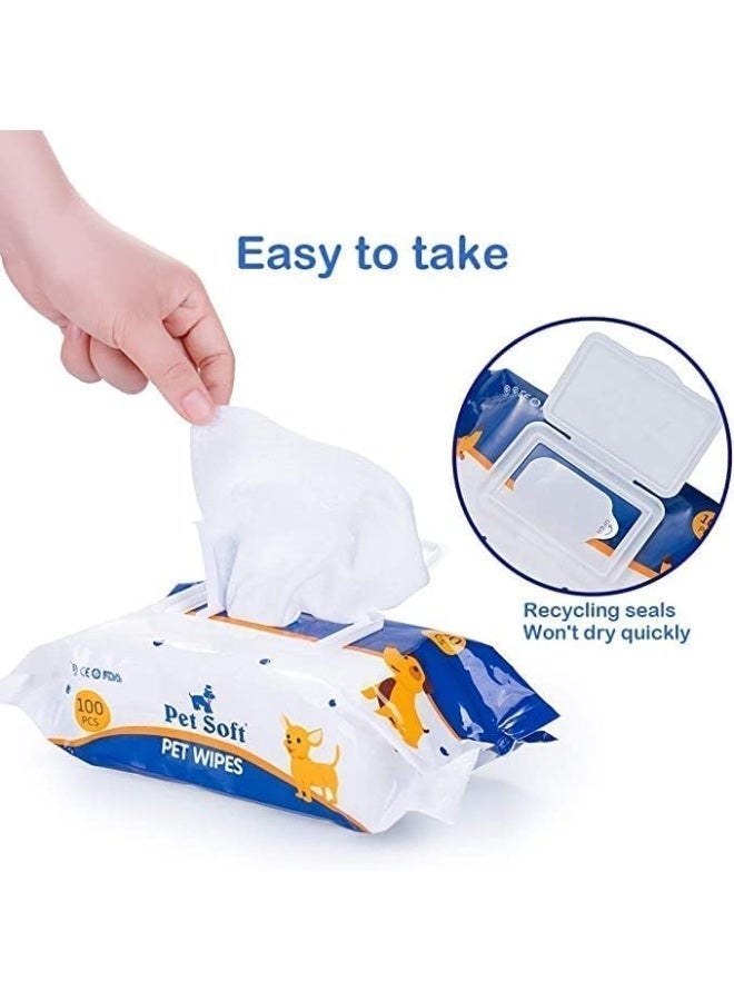 Pet Soft 200PCS Pet Grooming Wipes for Dogs & Cats, Hypoallergenic Deodorizing Disposable No-Rinse Grooming Wipes, Extra Thick Bathing Wipes,Perfect for Pet Dry Cleaning,Daily Care and Travel - Image 4